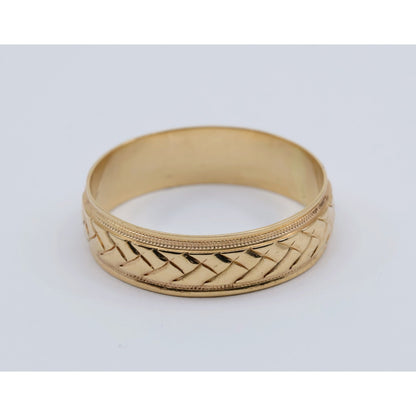 14K Yellow Gold Woven Braided Pattern Wedding Band Ring