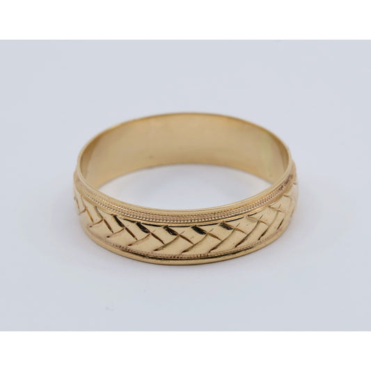 14K Yellow Gold Woven Braided Pattern Wedding Band Ring