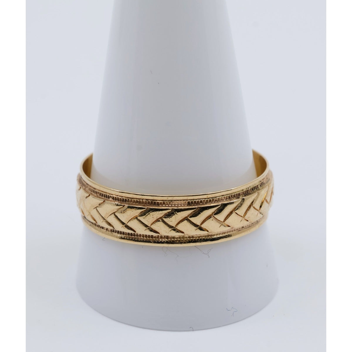 14K Yellow Gold Woven Braided Pattern Wedding Band Ring
