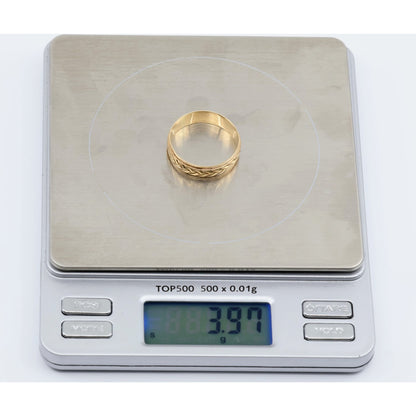 14K Yellow Gold Woven Braided Pattern Wedding Band Ring