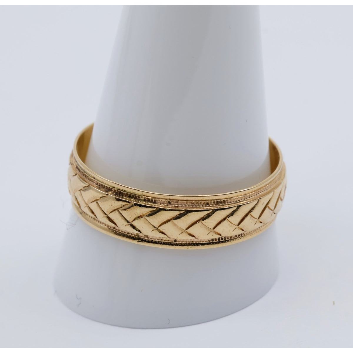 14K Yellow Gold Woven Braided Pattern Wedding Band Ring