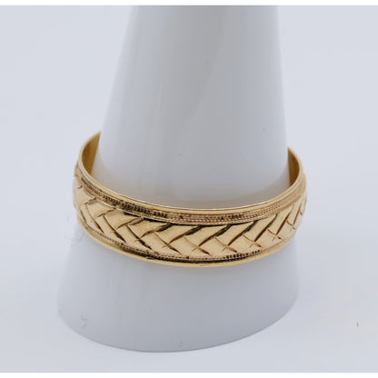 14K Yellow Gold Woven Braided Pattern Wedding Band Ring