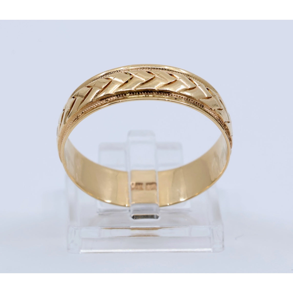 14K Yellow Gold Woven Braided Pattern Wedding Band Ring