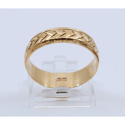 14K Yellow Gold Woven Braided Pattern Wedding Band Ring