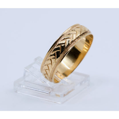 14K Yellow Gold Woven Braided Pattern Wedding Band Ring