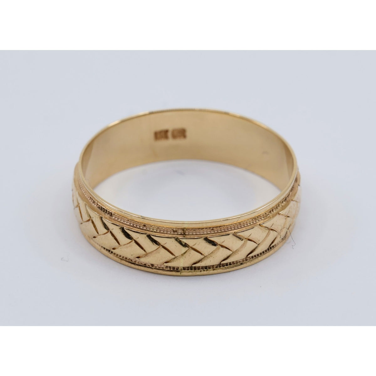 14K Yellow Gold Woven Braided Pattern Wedding Band Ring