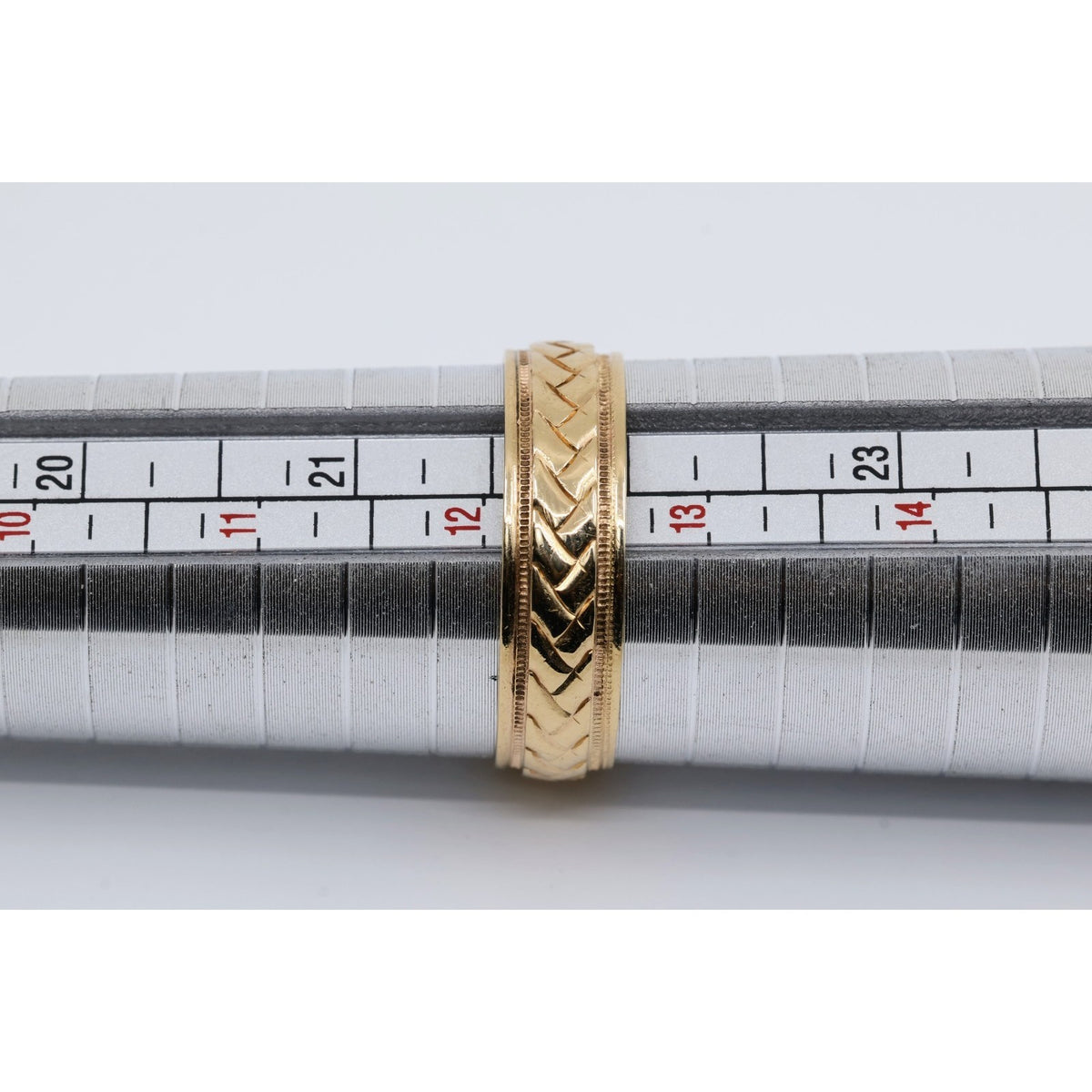 14K Yellow Gold Woven Braided Pattern Wedding Band Ring