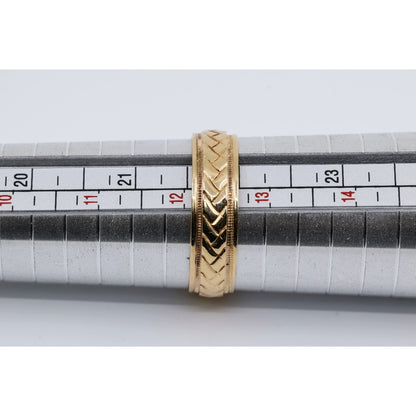 14K Yellow Gold Woven Braided Pattern Wedding Band Ring