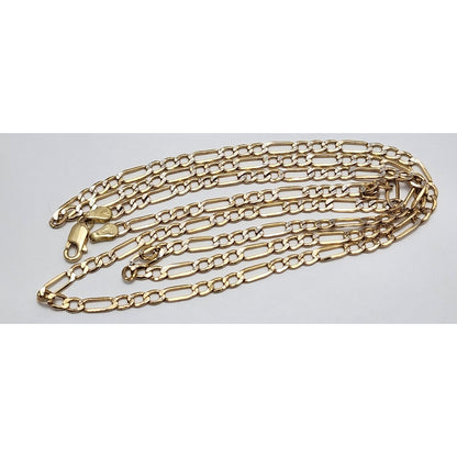 14K Two Tone Gold Diamond Cut Figaro Link Chain Necklace