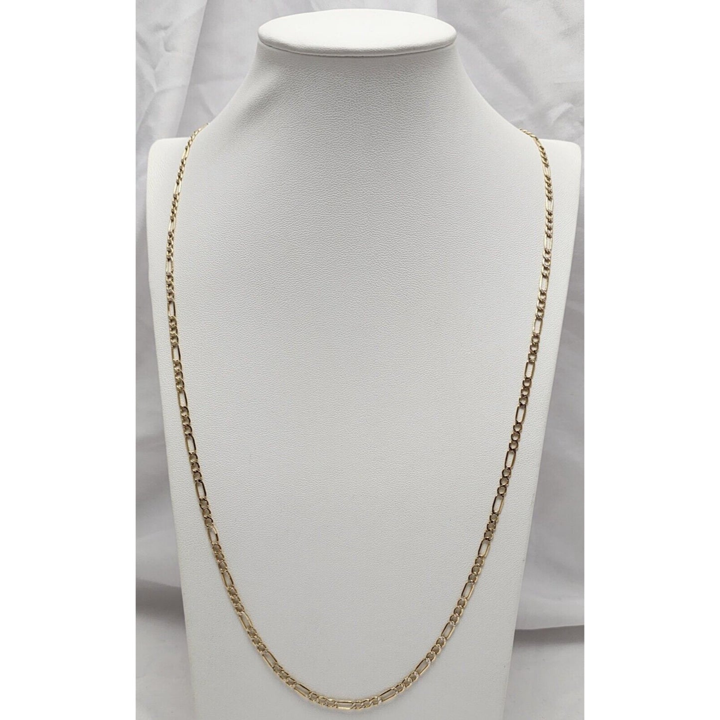 14K Two Tone Gold Diamond Cut Figaro Link Chain Necklace