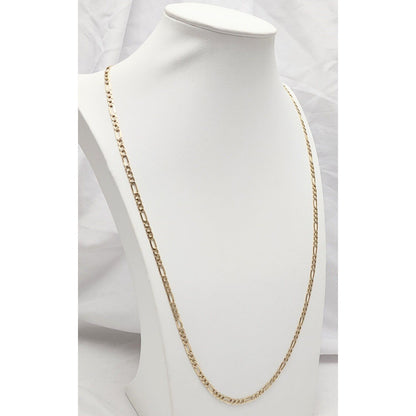 14K Two Tone Gold Diamond Cut Figaro Link Chain Necklace