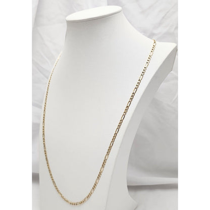 14K Two Tone Gold Diamond Cut Figaro Link Chain Necklace