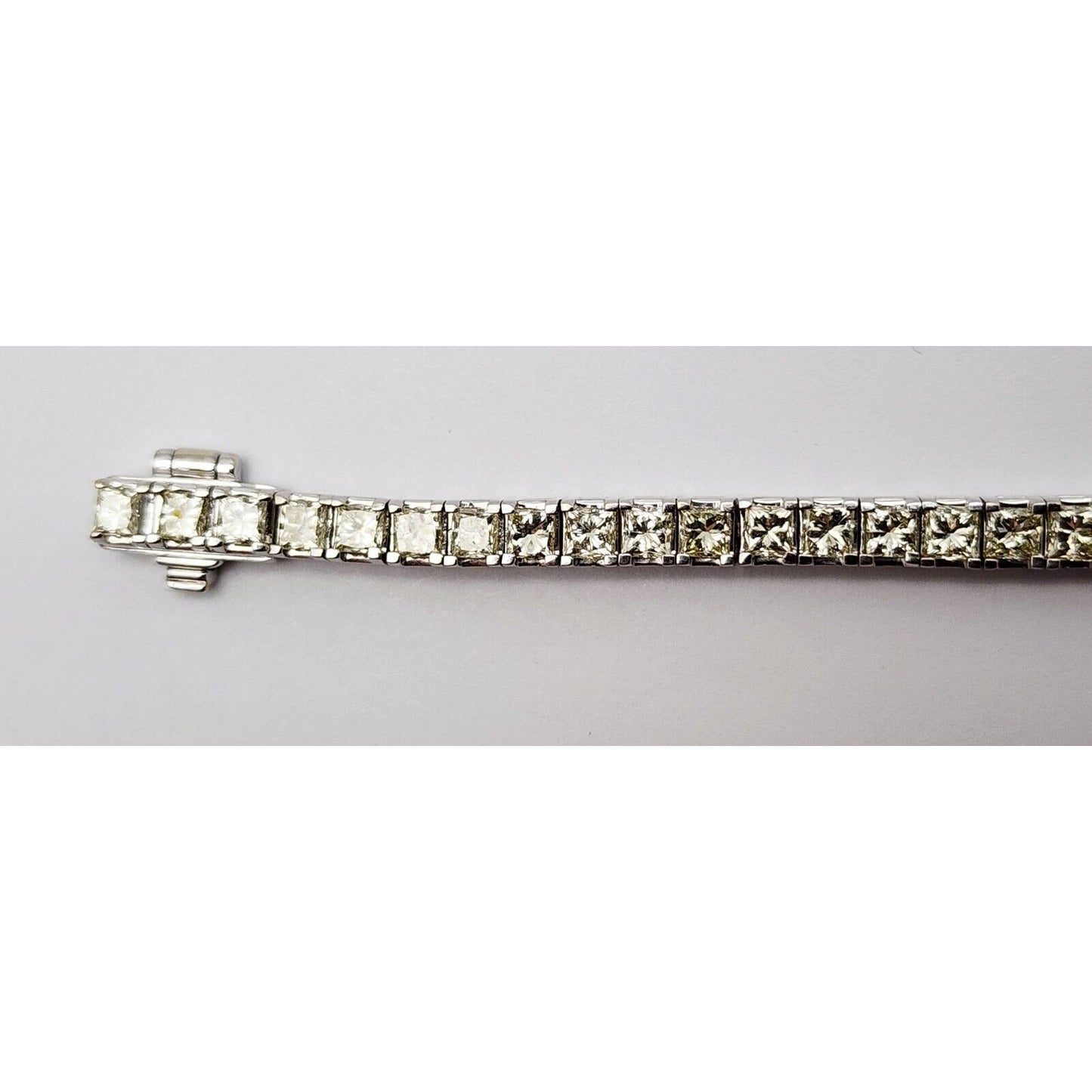 14K Solid White Gold Designer Princess Cut Diamond Tennis Link Bracelet