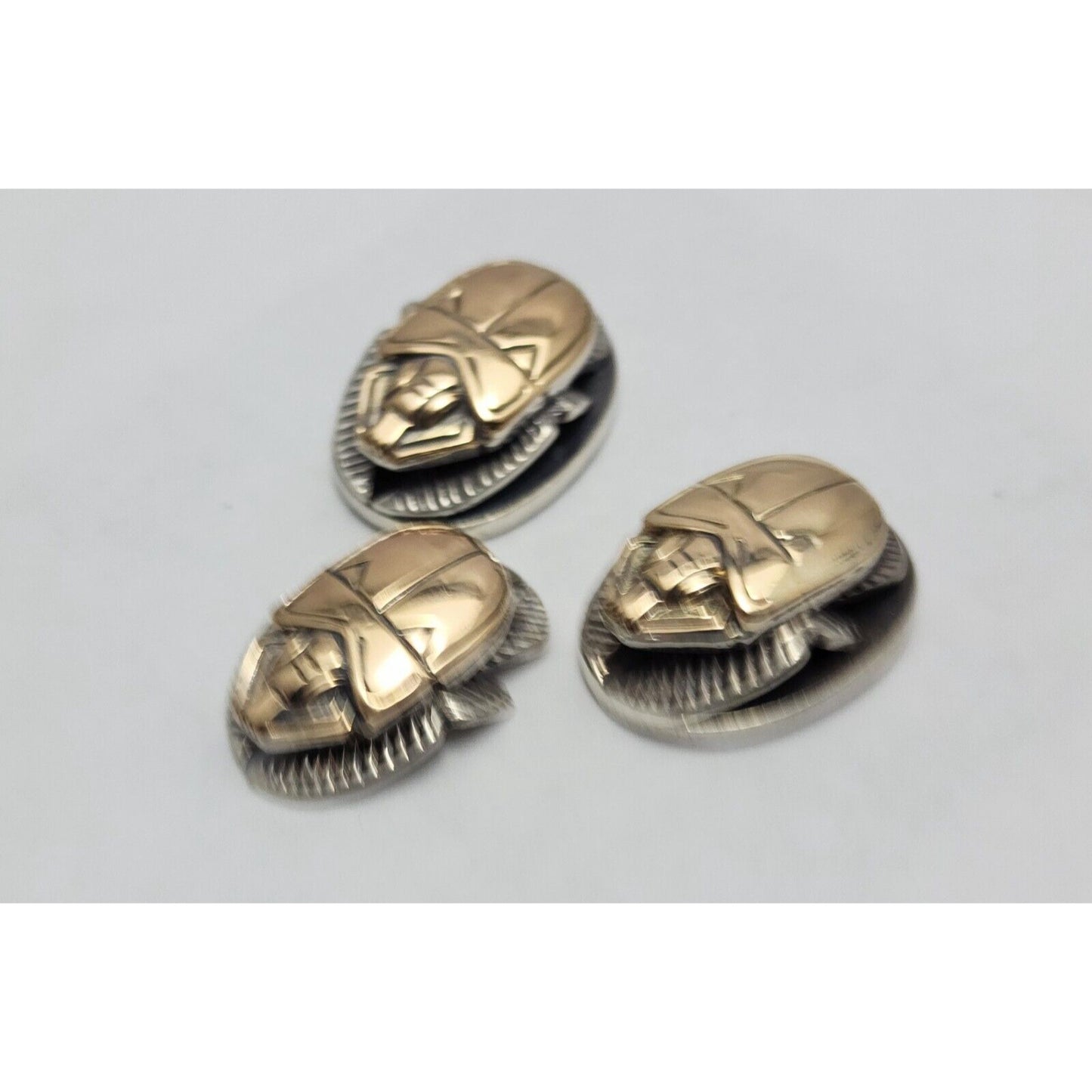 Allan Adler Sterling Silver & GP Scarab Cufflinks & Pin Silversmith to the Stars