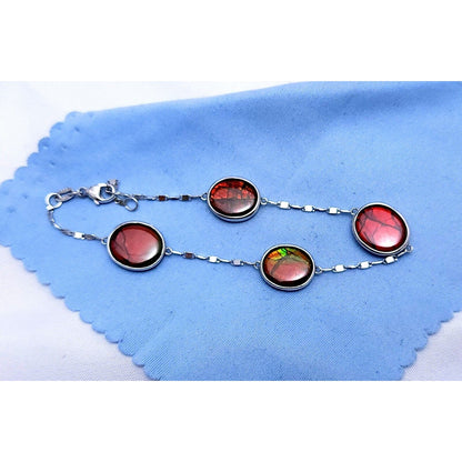 14K Solid White Gold Doublet Chocolate Opal Resizable Link Bracelet