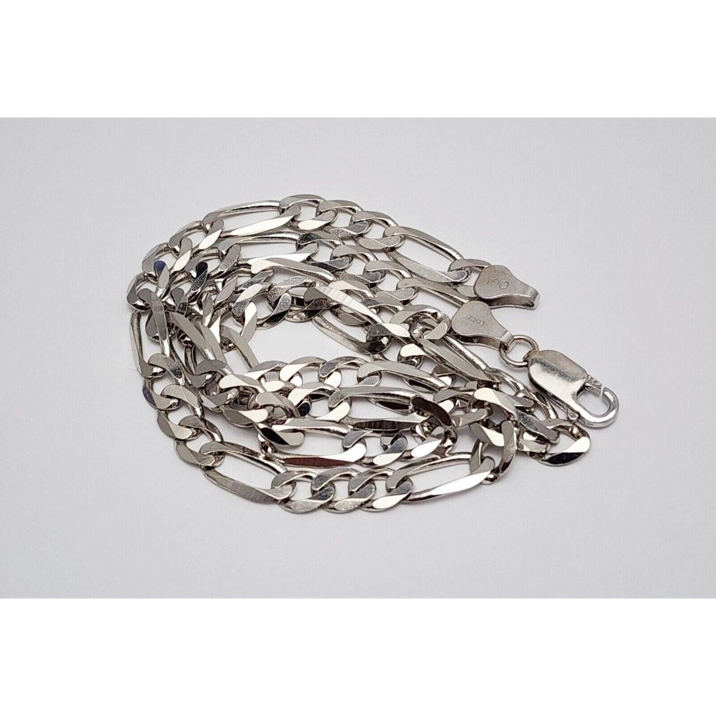 14K White Gold Figaro Link Chain Necklace