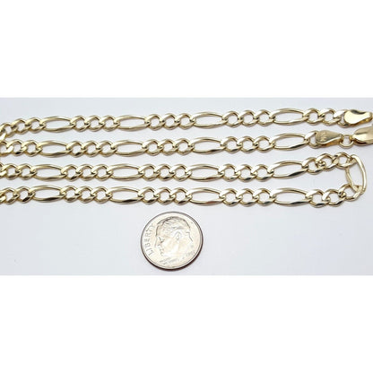 10K Yellow Gold Figaro Link Chain Necklace