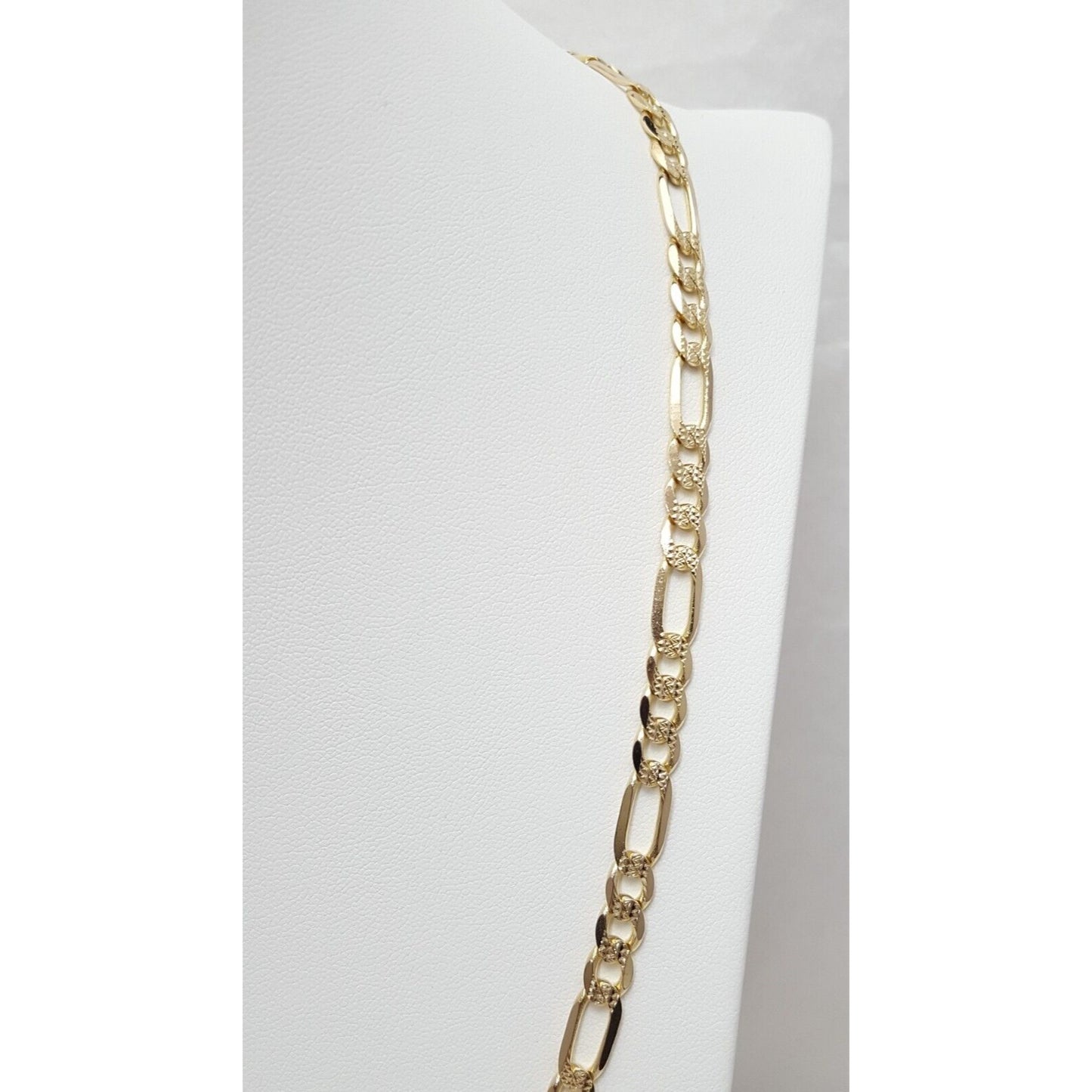 14K Yellow Gold Diamond Cut Figaro Link Chain Necklace