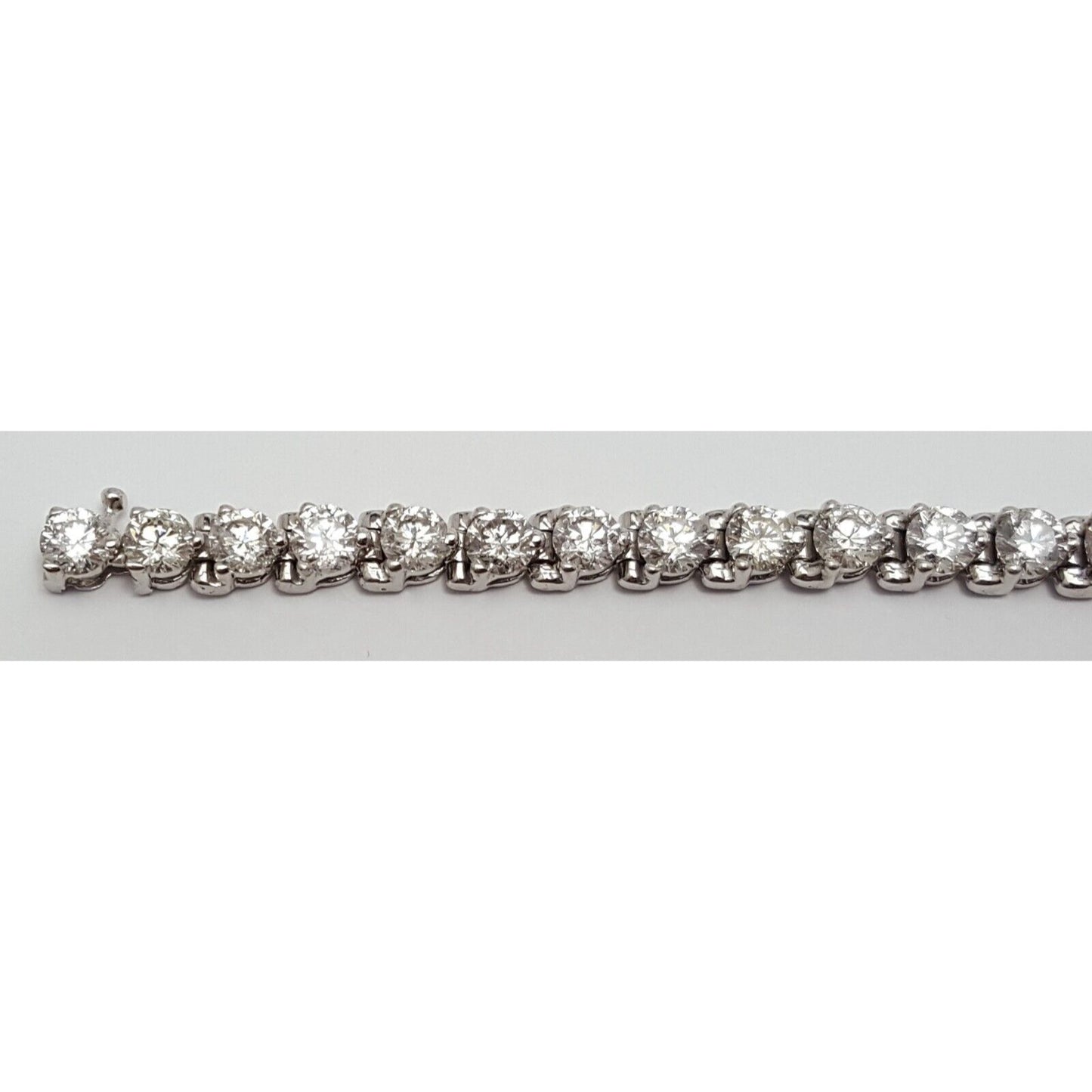 14K Solid White Gold Diamond Tennis Link Bracelet