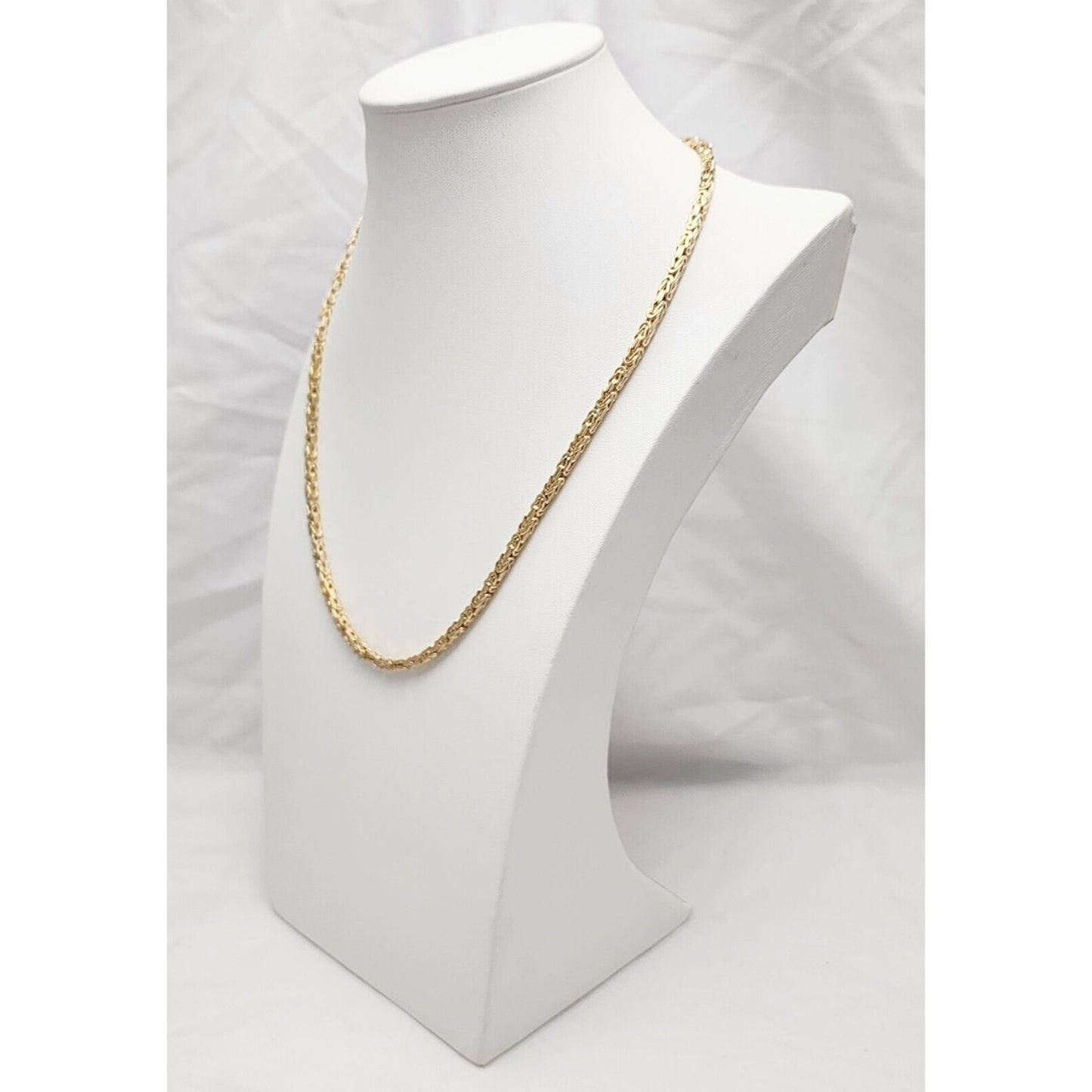 14K Yellow Gold Square Byzantine Link Chain Necklace