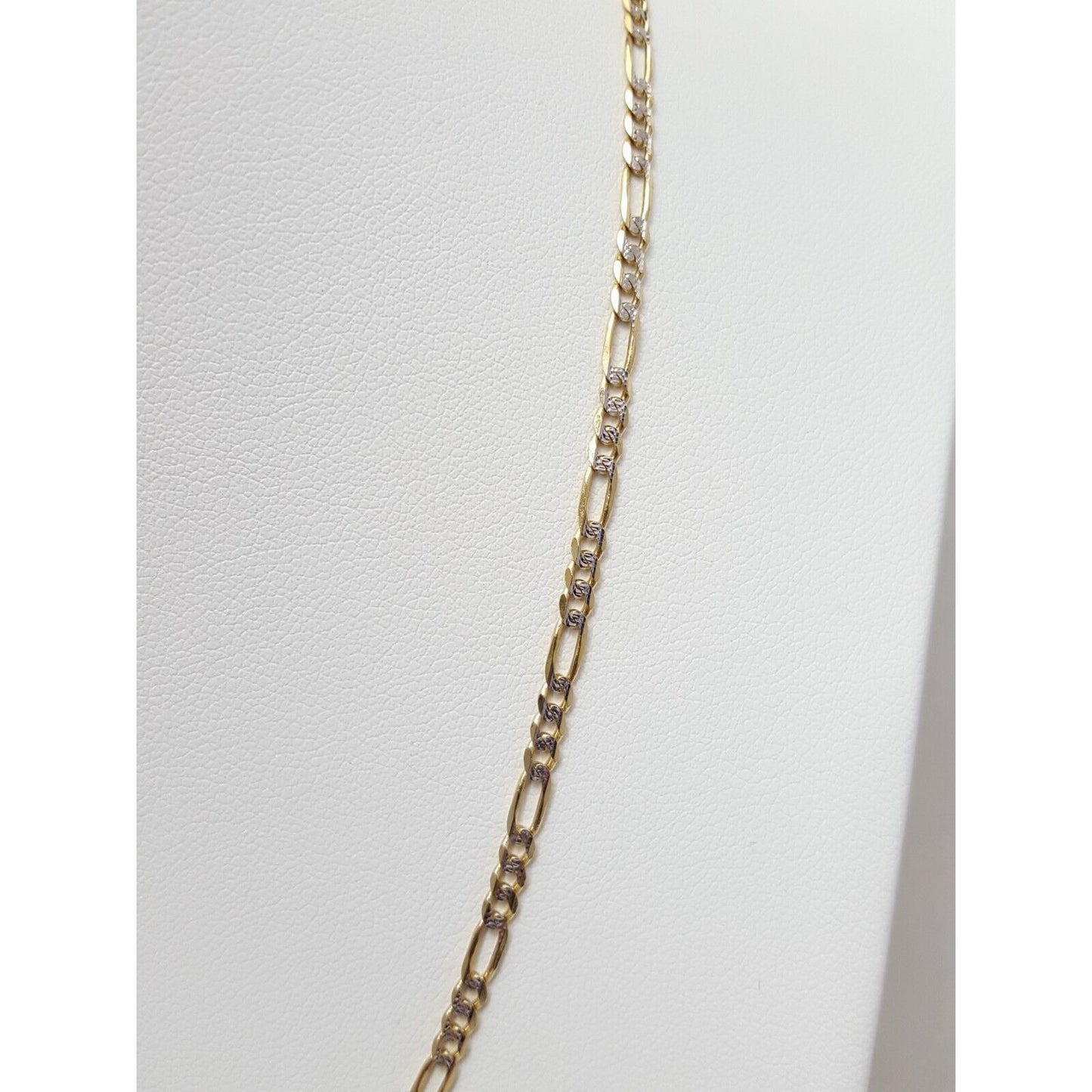 14K Two Tone Gold Diamond Cut Figaro Link Chain Necklace