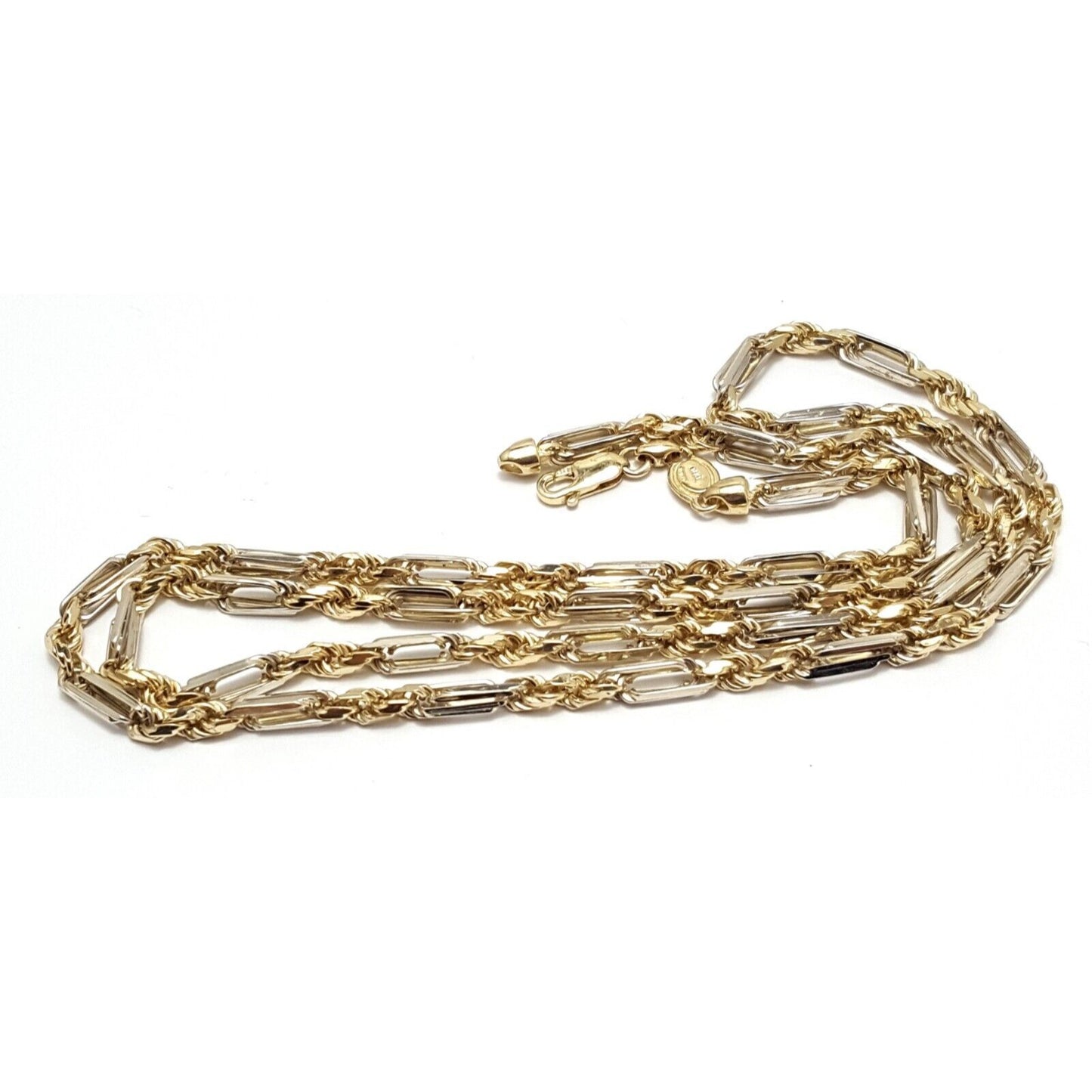 14K Two Tone Gold Rope Chain Necklace