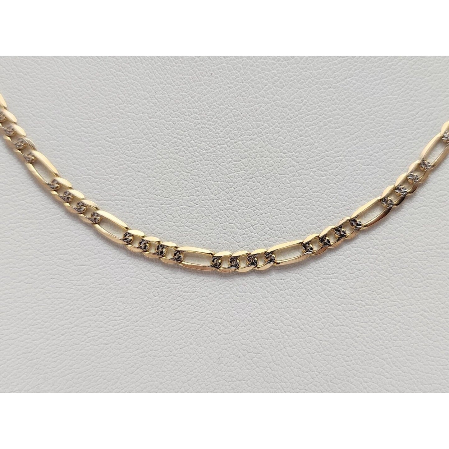 14K Two Tone Gold Diamond Cut Figaro Link Chain Necklace