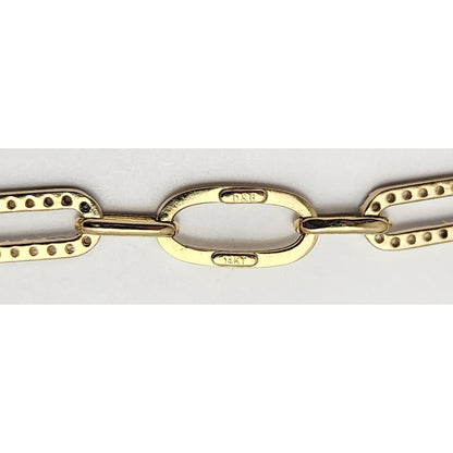 14K Solid Yellow Gold Resizable Paperclip Style Bracelet