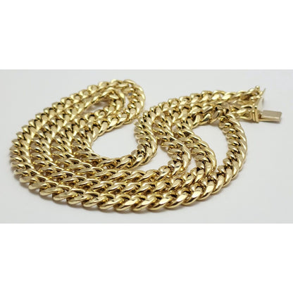 14K Solid Yellow Gold Cuban Link Chain Necklace