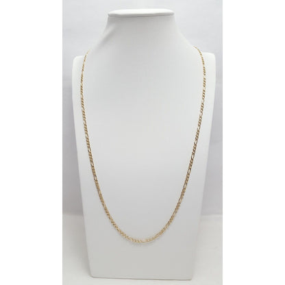 14K Two Tone Gold Diamond Cut Figaro Link Chain Necklace