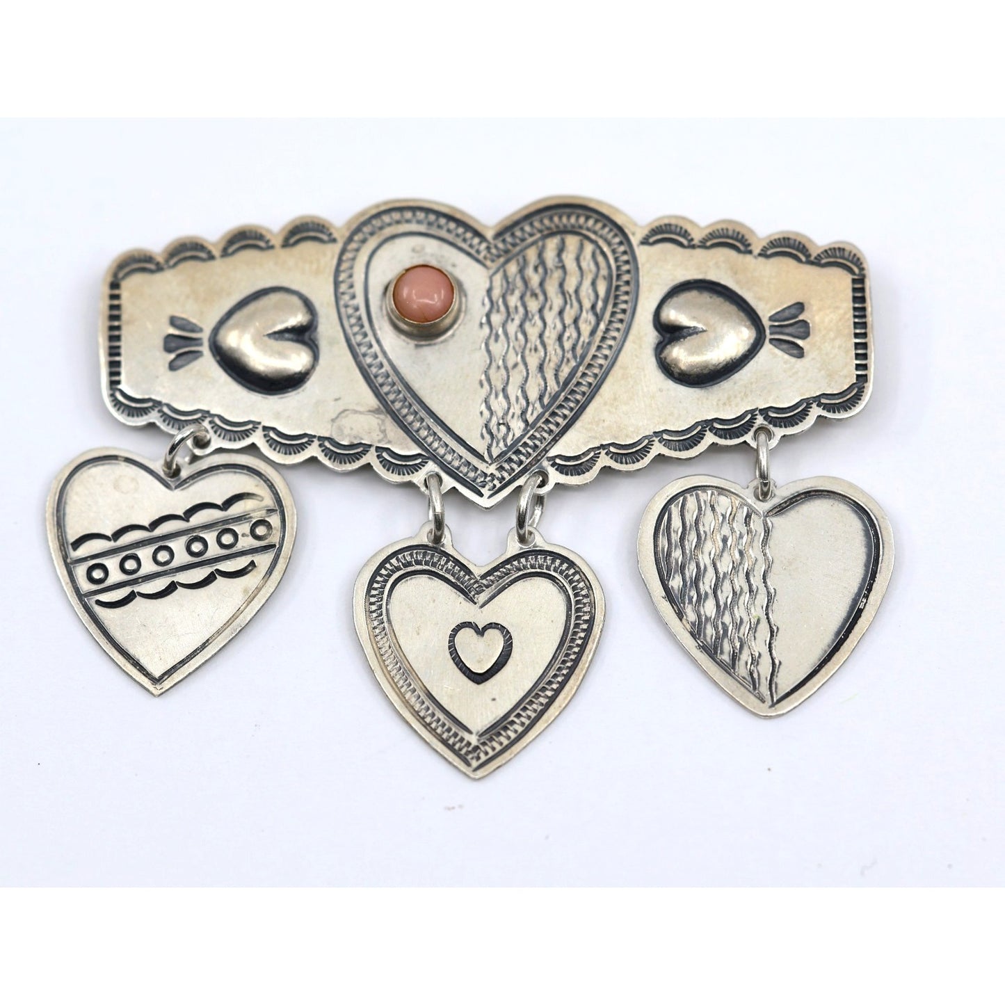 Don Lucas Large Vintage Sterling Silver Gemstone Southwestern Dangle Pin Brooch