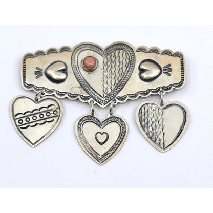 Don Lucas Large Vintage Sterling Silver Gemstone Southwestern Dangle Pin Brooch