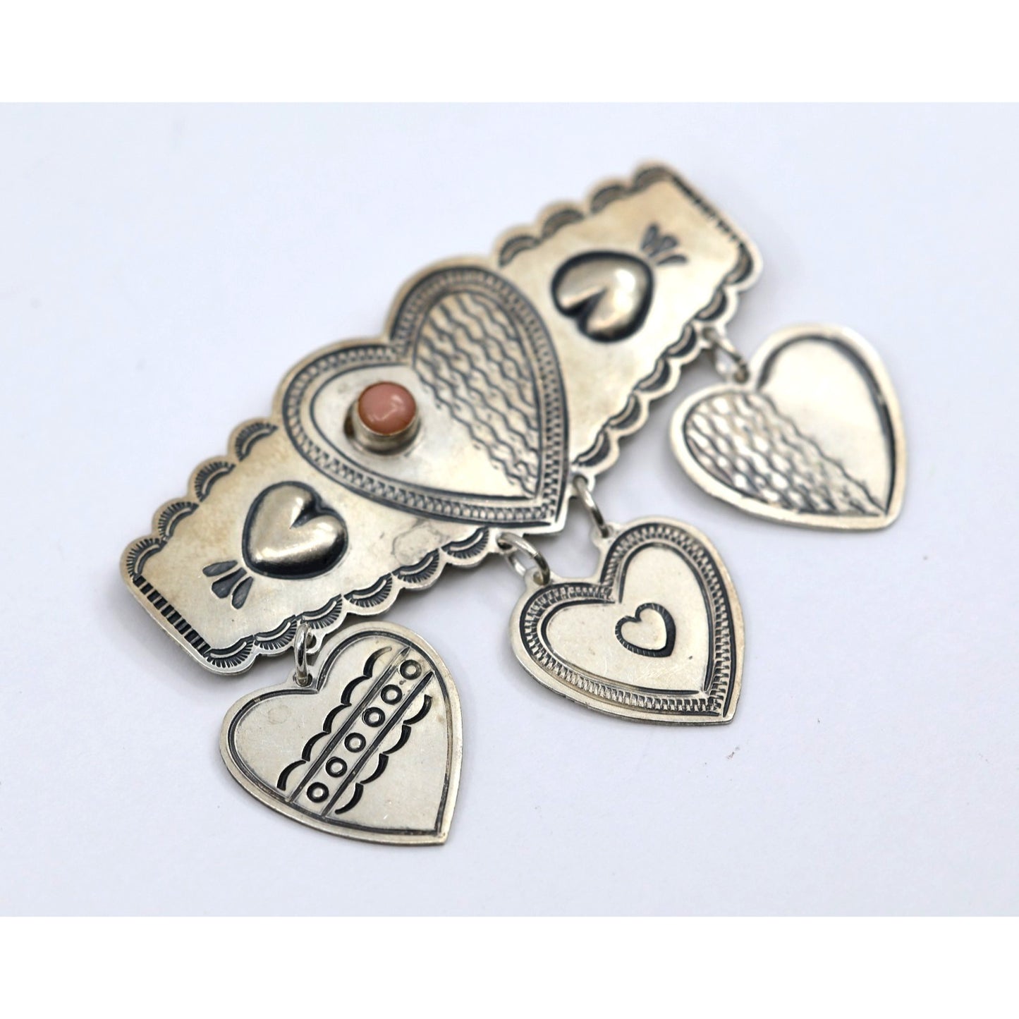Don Lucas Large Vintage Sterling Silver Gemstone Southwestern Dangle Pin Brooch