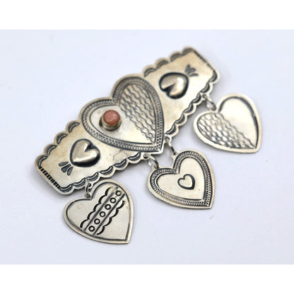 Don Lucas Large Vintage Sterling Silver Gemstone Southwestern Dangle Pin Brooch