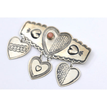 Don Lucas Large Vintage Sterling Silver Gemstone Southwestern Dangle Pin Brooch