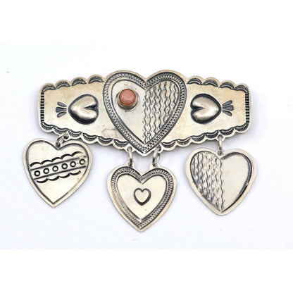 Don Lucas Large Vintage Sterling Silver Gemstone Southwestern Dangle Pin Brooch