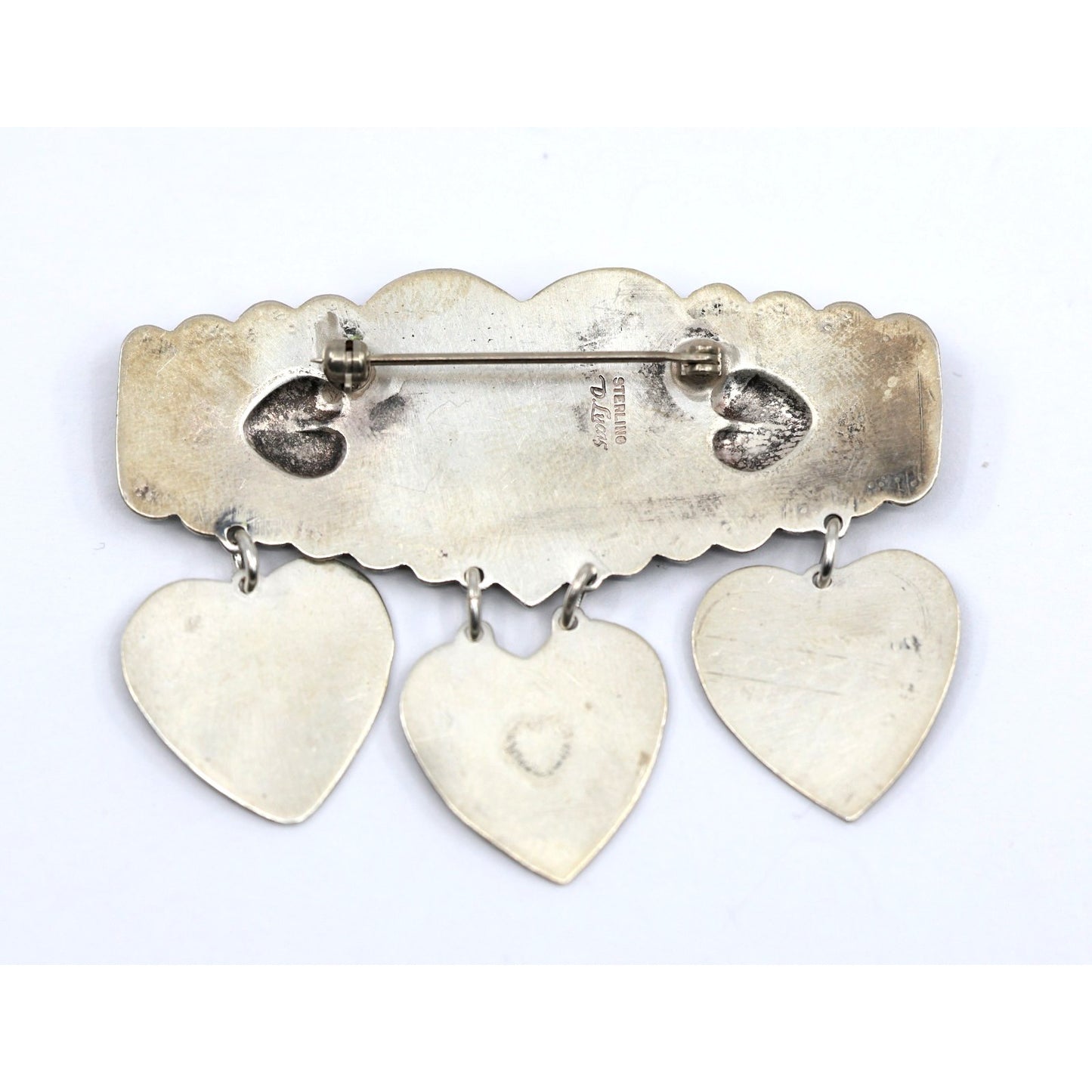 Don Lucas Large Vintage Sterling Silver Gemstone Southwestern Dangle Pin Brooch