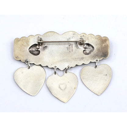 Don Lucas Large Vintage Sterling Silver Gemstone Southwestern Dangle Pin Brooch