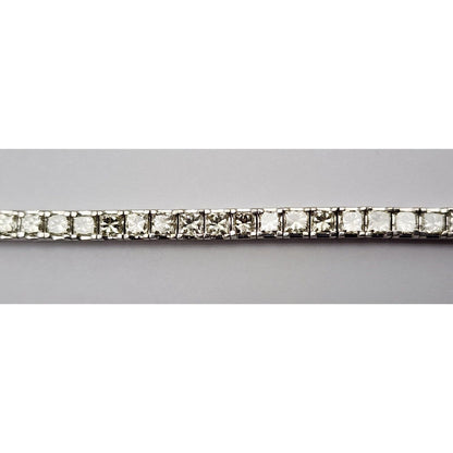 14K Solid White Gold Designer Princess Cut Diamond Tennis Link Bracelet