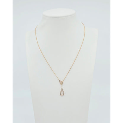 14K Rose Gold Diamond Cable Link Lariat Chain Necklace
