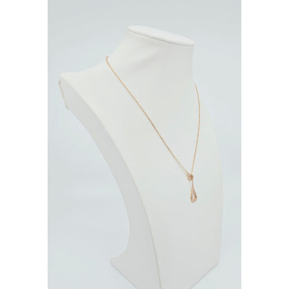 14K Rose Gold Diamond Cable Link Lariat Chain Necklace