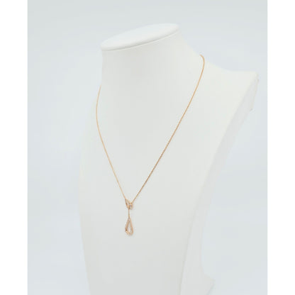 14K Rose Gold Diamond Cable Link Lariat Chain Necklace