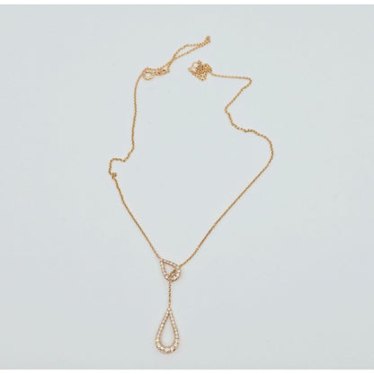 14K Rose Gold Diamond Cable Link Lariat Chain Necklace