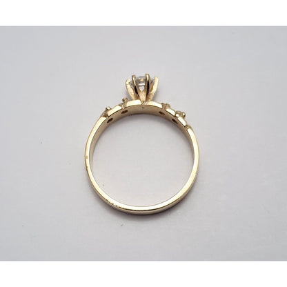 14K Yellow Gold Ladies Cubic Zirconia Engagement Ring