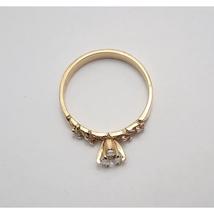 14K Yellow Gold Ladies Cubic Zirconia Engagement Ring