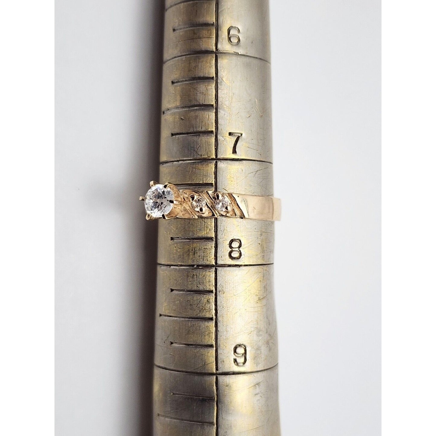 14K Yellow Gold Ladies Cubic Zirconia Engagement Ring