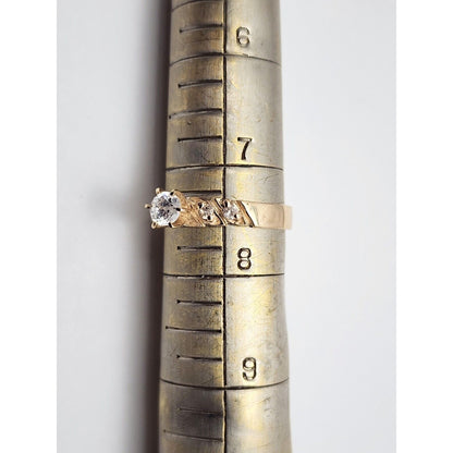 14K Yellow Gold Ladies Cubic Zirconia Engagement Ring