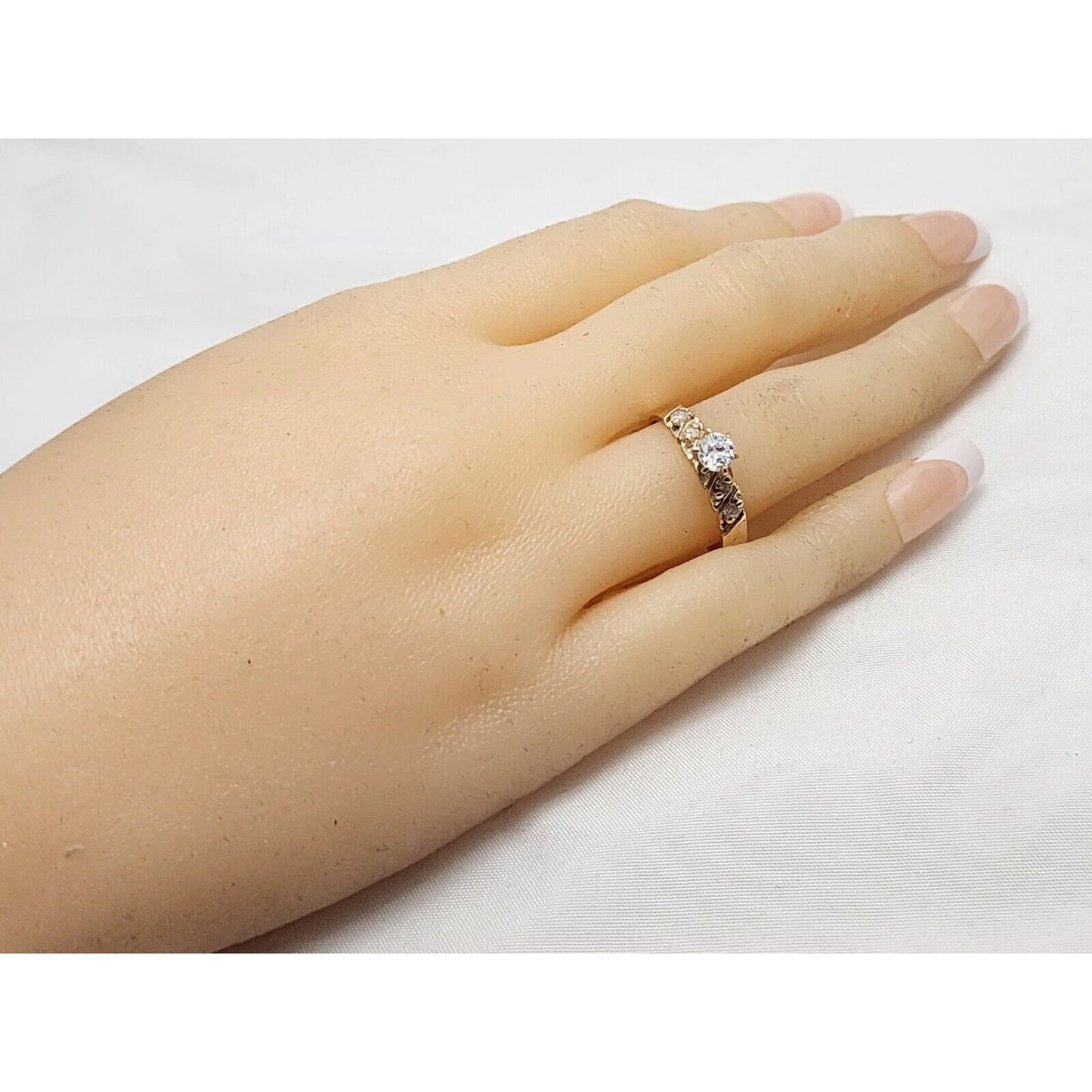 14K Yellow Gold Ladies Cubic Zirconia Engagement Ring