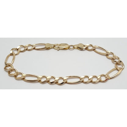 14K Solid Yellow Gold Figaro Link Bracelet