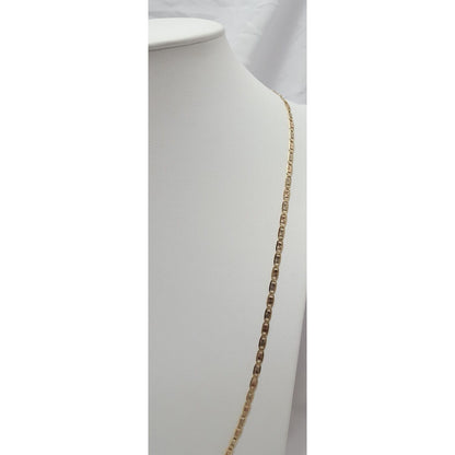 14K Tri Tone Gold Diamond Cut Mariner Link Chain Necklace